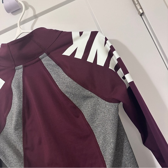 PINK By Victorias Secret Ultimate Half- Zip Pullover Maroon Grey Size XS Women’s - Picture 8 of 9